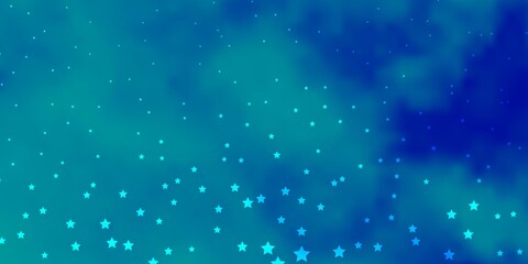 Dark BLUE vector layout with bright stars. Colorful illustration in abstract style with gradient stars. Design for your business promotion.