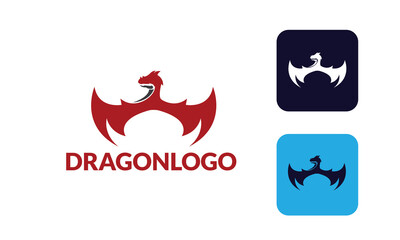 Dragon Logo with hed dragon can for company logo, branding, dragon mascot logo, with red colour and Vector EPS10