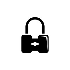 Safety Padlock, Strong Closed Lock. Flat Vector Icon illustration. Simple black symbol on white background. Safety Padlock, Strong Closed Lock sign design template for web and mobile UI element.