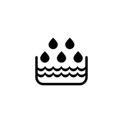 Basin and Water Drop, Handwash, Laundry. Flat Vector Icon illustration. Simple black symbol on white background. Basin and Water Drop, Handwash sign design template for web and mobile UI element.