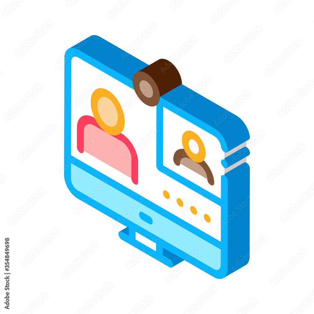 Poster student personal computer icon vector. isometric student personal computer sign. color isolated symb
