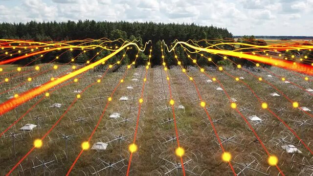 Antennas of a radio telescope (radio interferometer) during operation.