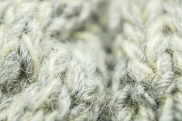 Large-knitted sheep wool close-up. Macro photography
