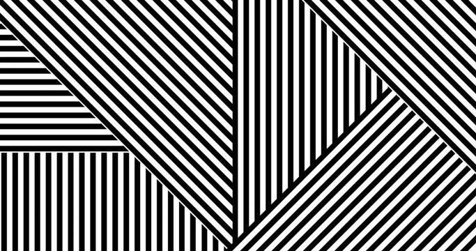4k black and white geometric animated background. Abstract minimal animation line pattern. Op art graphic home poster. Suits for text rectangle in center. Social media backdrop banner. Birthday party