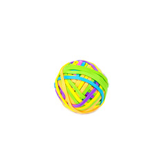 Multi-colored ball from office rubber bands