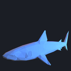 shark 3d low poly graphic illustration of wildlife animal that is isolated, colorful, background design geometric concept style icon mammal origami paper folded  triangle silhouette shape