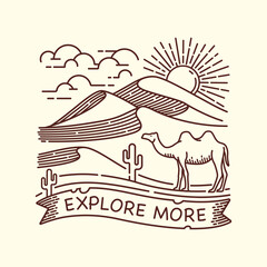 desert landscape line illustration