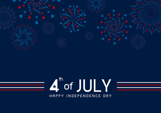 4th of july Happy Independence day design of fireworks on blue background vector illustration