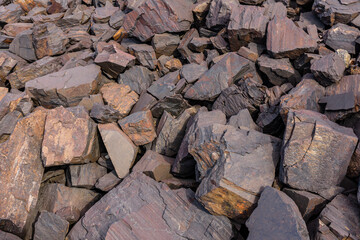 Background of stones near iron ore quarry