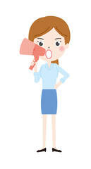 メガホンで檄を飛ばすOLのイラスト1