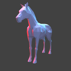 horse 3d low poly graphic illustration of wildlife animal that is isolated, colorful, background design geometric concept style icon mammal origami paper folded  triangle silhouette magic shape © Ivor