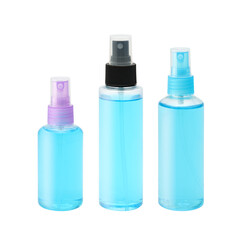 rubbing alcohol spray bottle isolated on white background (covid19 protection concept)