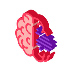 Brain Mental Health Icon Vector. Isometric Brain Mental Health sign. color isolated symbol illustration