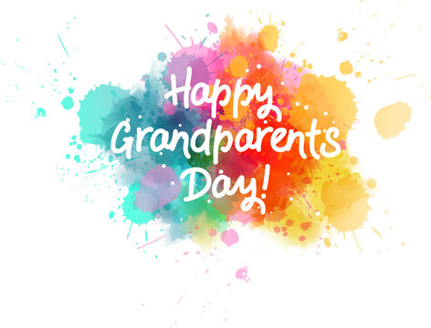 Happy Grandparents day! Abstract watercolor splash colorful background.