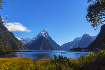 Panoramic View at Milford Sound, South Island, New Zealand; Morning Time Scenery