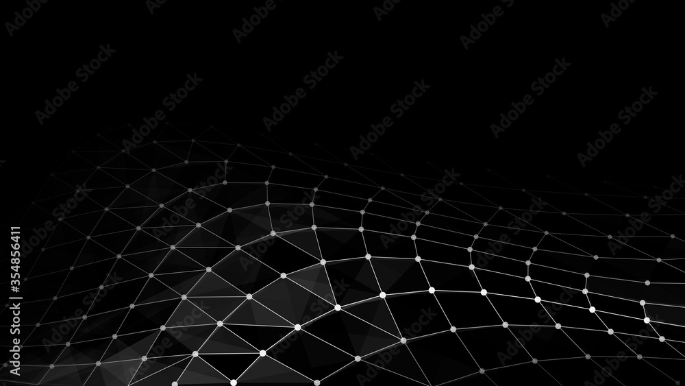 Poster Vector polygonal space. Connection dots and lines structure. Digital background. Triangular business wallpaper.