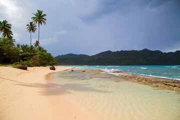 Beautiful view of the beach in the Atlantic ocean.Horizontally.