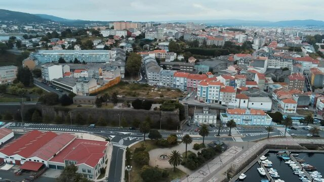 Panoramic view in Ferrol, city of Coru&ntilde;a, Spain, Europe. Aerial footage