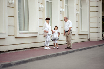 Grandparents playing with their granddaughter