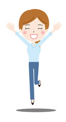 笑顔でジャンプするOLのイラスト2