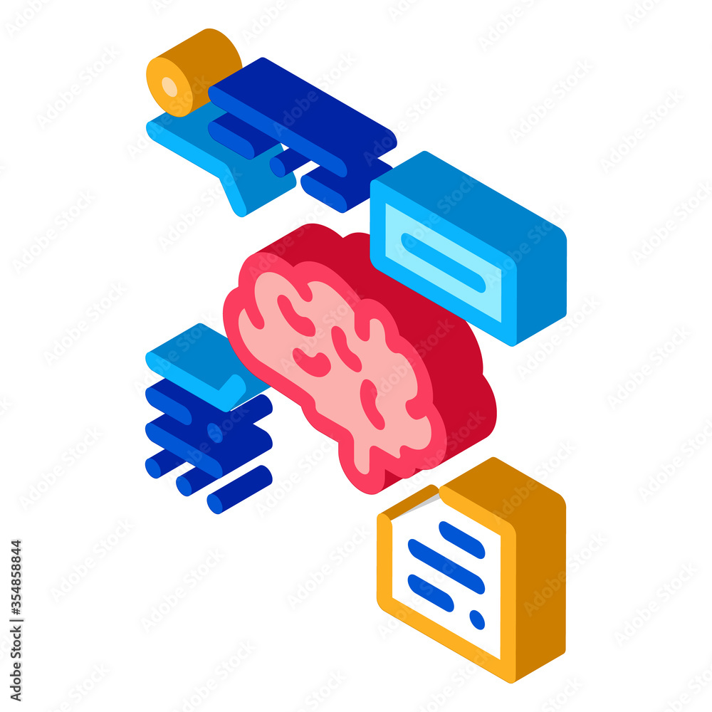 Poster brain feature icon vector. isometric brain feature sign. color isolated symbol illustration