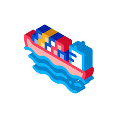 Cargo Ship At Sea Icon Vector. Isometric Cargo Ship At Sea sign. color isolated symbol illustration