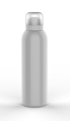 Blank round shoulder aluminum deodorant spray can for branding and mock up. 3d render illustration.