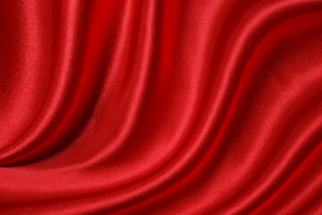 Fototapeta na wymiar Red cloth waves background texture.