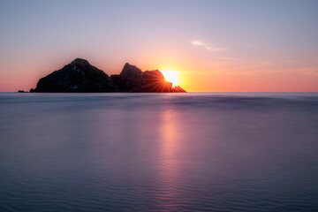 Holywell bay at sunset cornwall england uk 