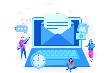 Mail service, e-mail message, mail notification sending, a new incoming sms, envelope, Social network, chat, spam. Vector illustration for web banner, infographics, mobile website. For landing page 