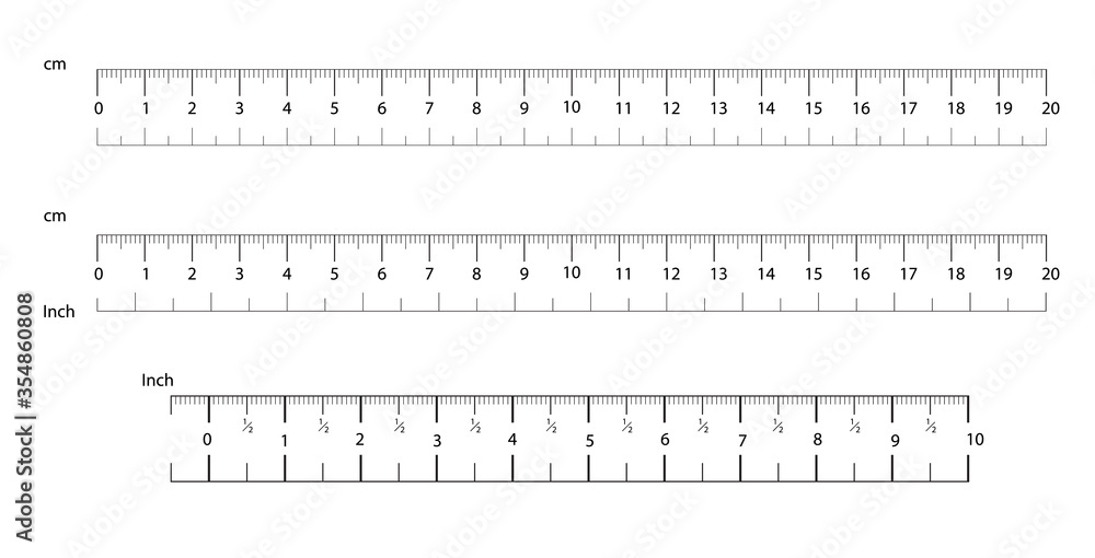 Poster rulers inch and metric rulers. measuring tool. centimeters and inches measuring scale cm metrics ind