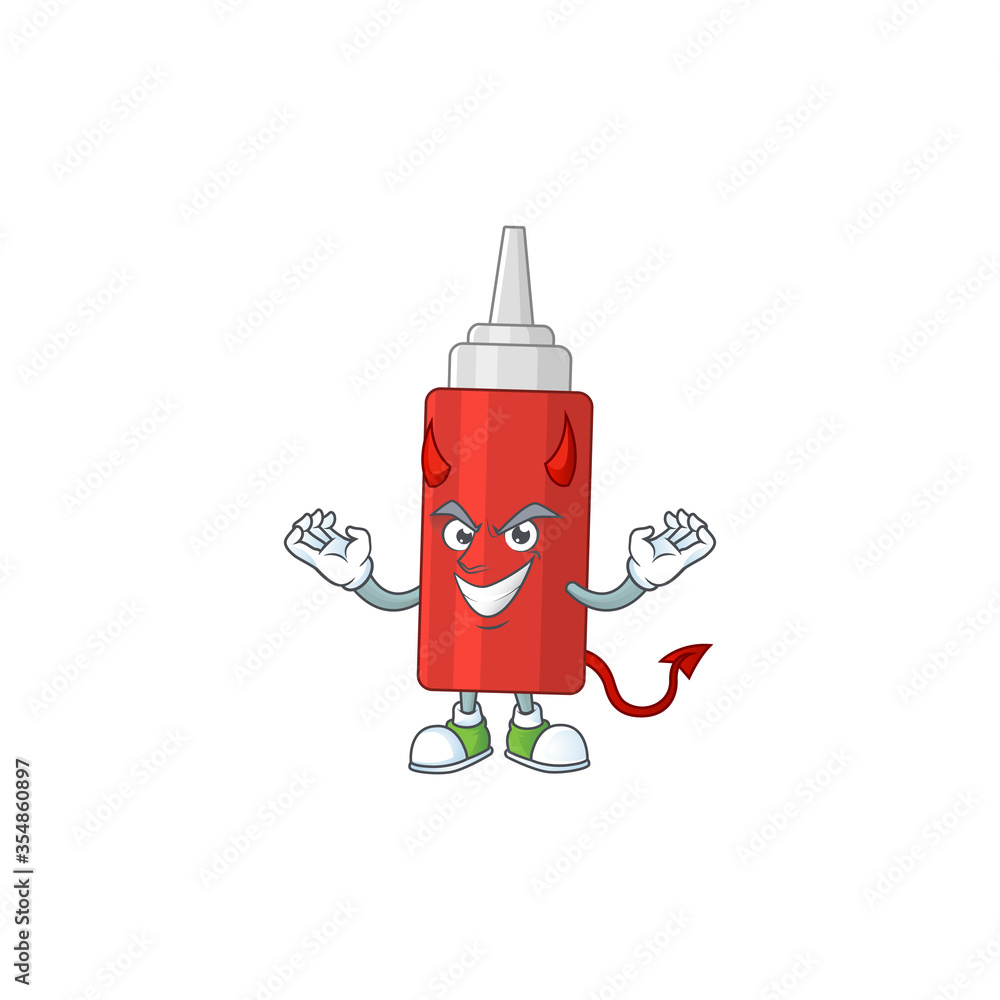 Canvas Prints A cartoon image of sauce bottle as a devil character