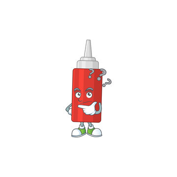 mascot design concept of sauce bottle with confuse gesture
