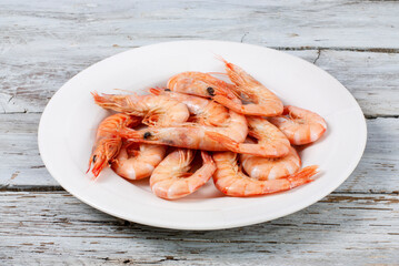 Cooked prawns served on a plate