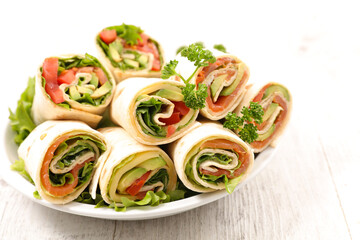 fresh sandwich wrap with vegetable