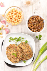 vegan steak with chickpea and lentil
