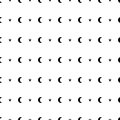 Obraz premium Seamless pattern with black half moon, crescents and stars on white background.