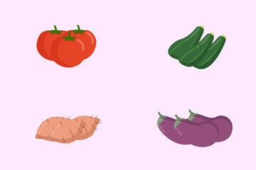 Vector illustration with fresh organic vegetables isolated. Healthy lifestyle or concept of diet.