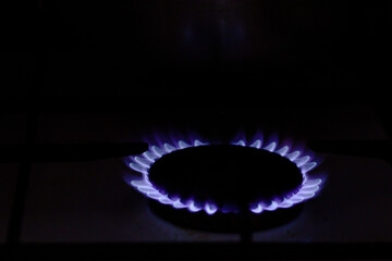 Gas burner on stove. Selective focus.
