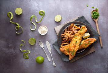 Traditional fish and chips background