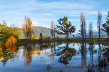 Water Reflection at Boat Marina Te Anau, South Island, New Zealand