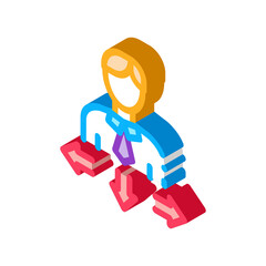 Human Man Arrows Icon Vector. Isometric Human Man Arrows sign. color isolated symbol illustration