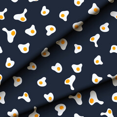 Sunny side up eggs seamless pattern. Cartoon flat endless background for wallpaper, clothes, wrapping paper, fabric textile etc.