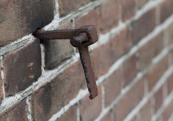 Metal hook. Historic farm.  Hoeve Marianne Wilhelminaoord. Frederiksoord Drenthe Netherlands. Maatschappij van Weldadigheid