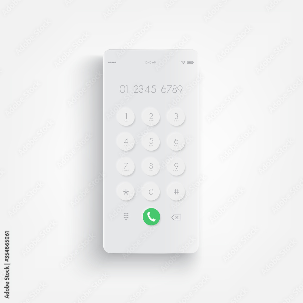 Aufkleber modern white smartphone. display keypad with numberst for mobile phone. keypad for template in touch