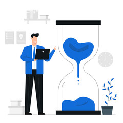 Working concept Time allocation,Businessman,Management of time correctly,appointment,punctuality,deadline,Character illustration banner background