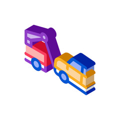 Towing Broken Car Icon Vector. Isometric Towing Broken Car sign. color isolated symbol illustration