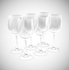 Set of Wine Drink Glass on gradient background