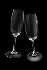 Empty Champagne Drink Glass isolated on black background