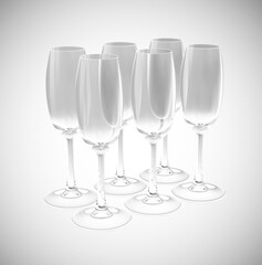 Set of Champagne Drink Glass on gradient background